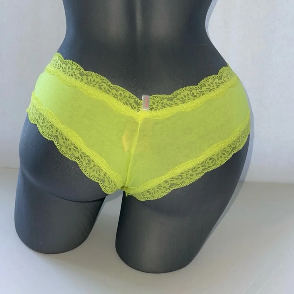 Victoria’s Secret Pink Cotton Lace-Trim Cheeky Cheekster Panty Underwear. NWT
